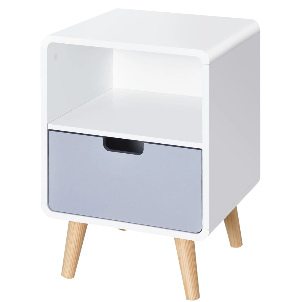 Comodino con Cassetto in Legno di Pino ¨C Zephmum ¨C MDF Bianco 40x38x58 cm