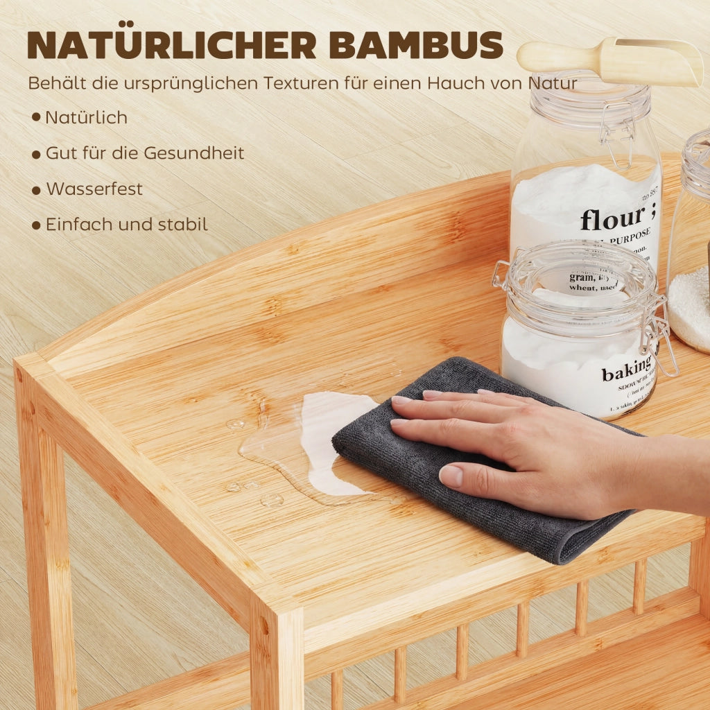 Carrello da cucina con 3 ripiani ¨C zephmum ¨C legno naturale