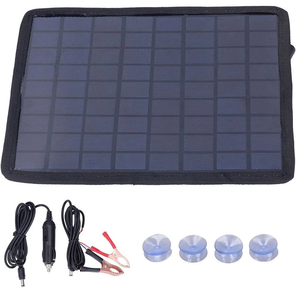Trade Shop - Caricabatteria Da Pannello Solare Da 6w 18v Da Auto Portatile Da 12v Ricarica -