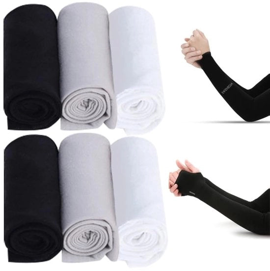 Moufle UV protettiva - rinfrescante - senza manopola - 3 paia - leggera - nylon - 26 x 8 cm - protezione braccio