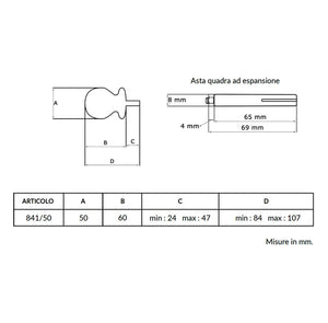 Maniglia su rosetta tonda SAGUATTI  841/50QQ in alluminio nero lucido