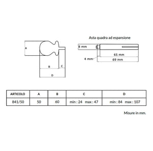 Maniglia su rosetta tonda SAGUATTI  841/50TQ in alluminio bianco lucido