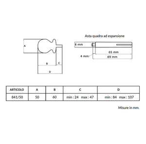 Maniglia su rosetta tonda SAGUATTI  841/50YAQ in alluminio grigio opaco