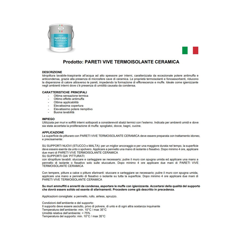 Tixe pareti vive 4lt pittura bianca opaca anticondensa termoisolante ceramica alto spessore con antimuffa lavabile per