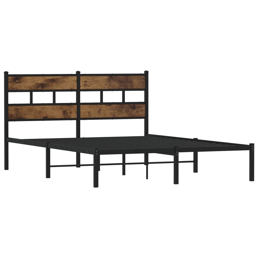 vidaXL Giroletto senza Materaso in Metallo Rovere Fumo 140x200 cm