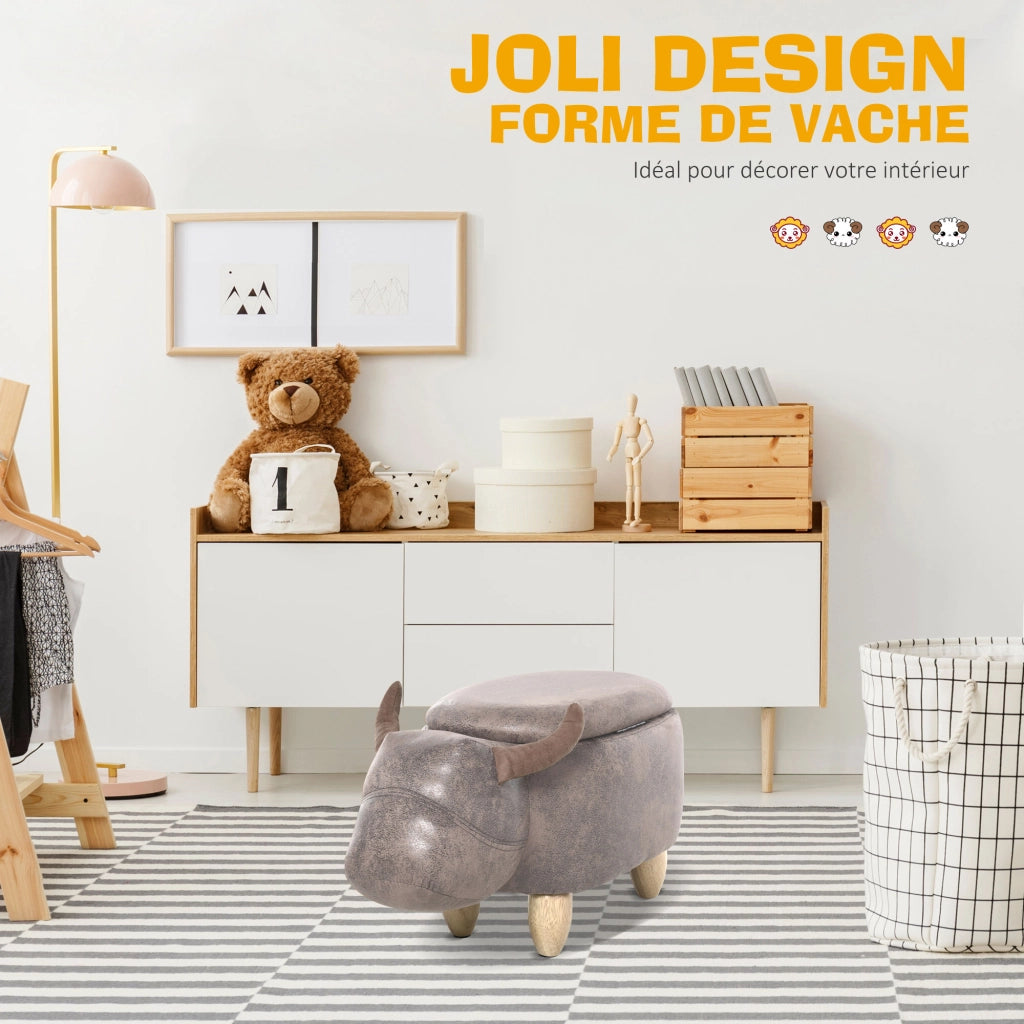 Pouf con Contenitore ¨C zephmum ¨C Marrone, Sintetico, Gambe in Legno