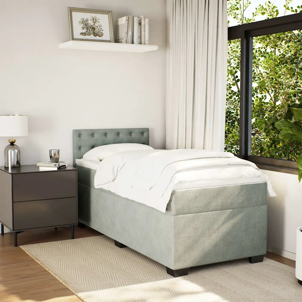 Giroletto a Molle con Materasso-Struttura Letto Grigio Chiaro 80x200 cm Velluto 573388