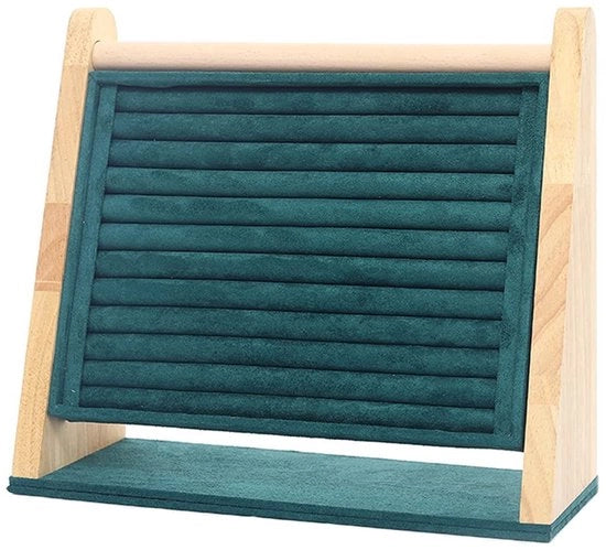 Standarizzatore verticale per gioielli in legno massello, grande organizzatore, vetrina con 10 fessure per collane, orecchini, gioielli, anelli, piccoli ornamenti (verde scuro)