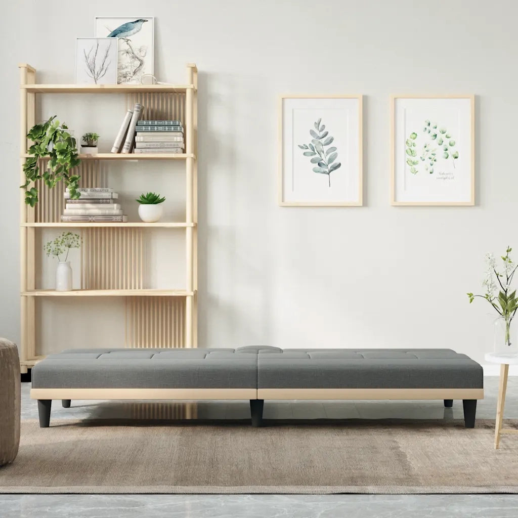 Divano Letto con Portabicchieri in Tessuto Grigio Scuro 351864