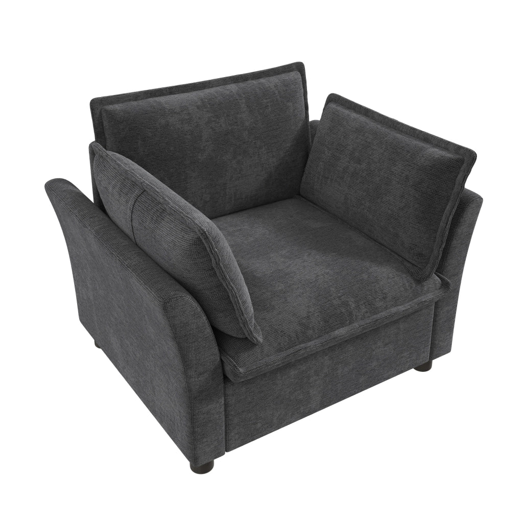 POLTRONA 90x81x87 cm in Chenille Grigia con 2 cuscini