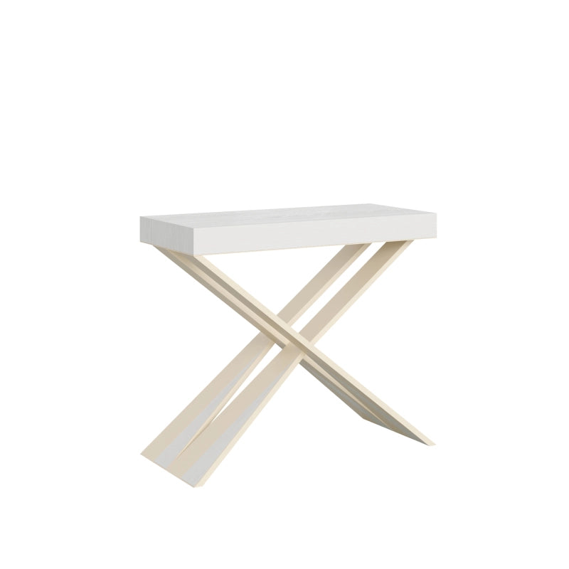 Consolle allungabile 90x40/196 cm Diago Small telaio Bianco - Bianco Frassino