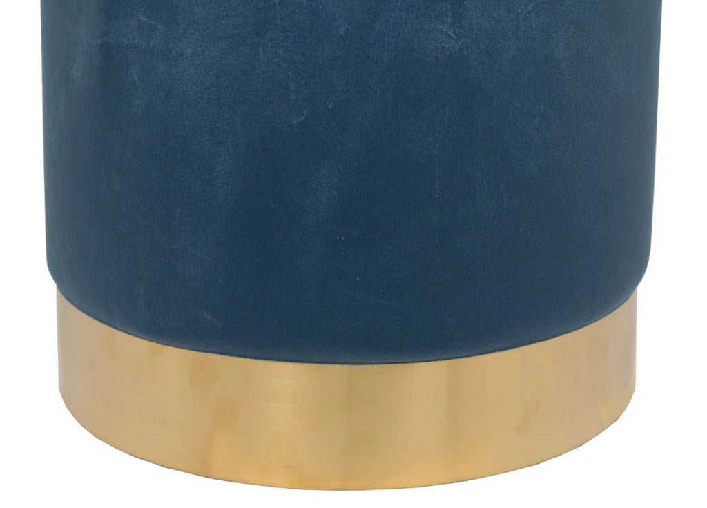 Pouf Salotto/Camera Rotondo Imbottito Modello Cilindro Velvet In Tinta Unita - Pouf - Blu