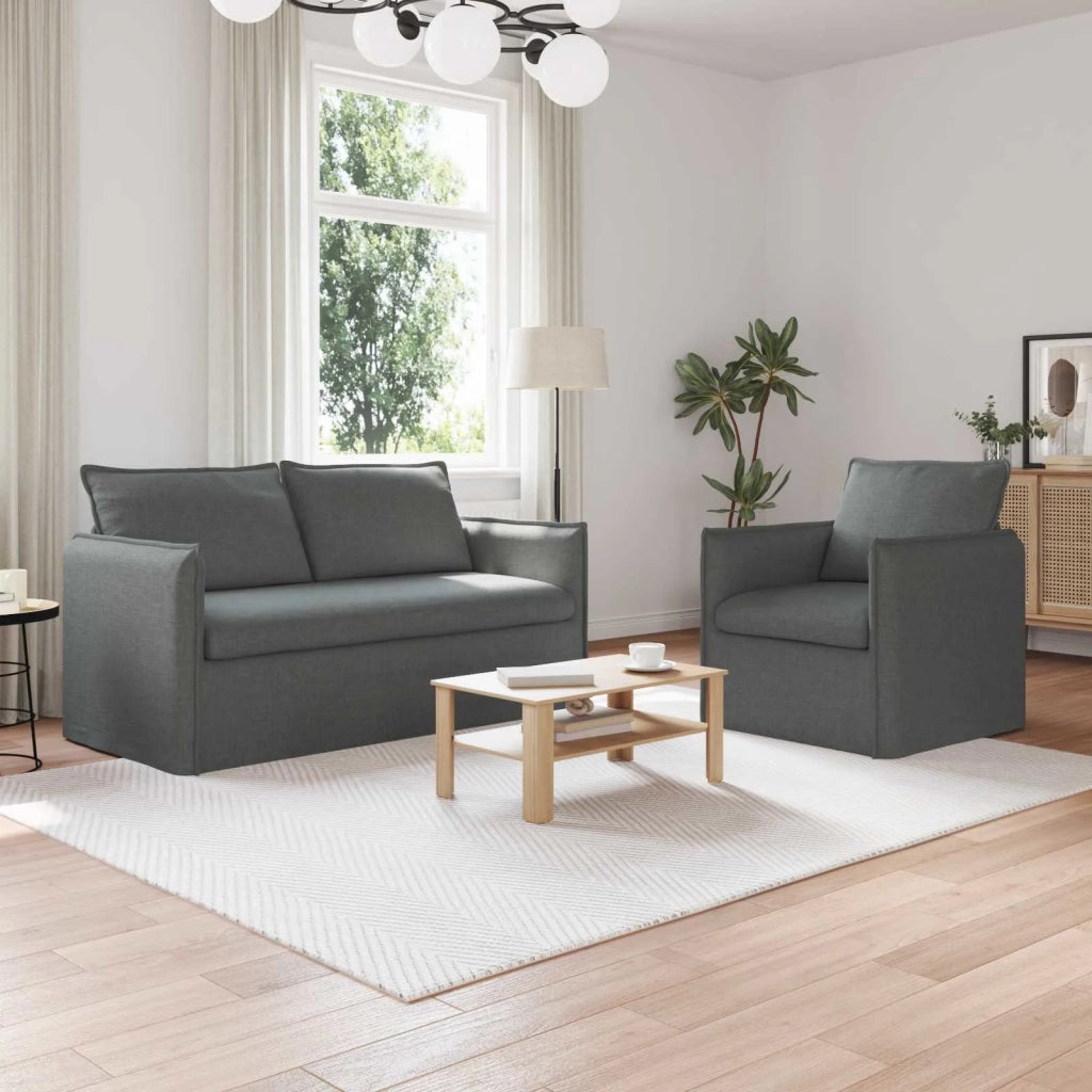 Set di divani 2 pcs Grigio Scuro 156 x 82 x 85 cm Tessuto 3407568