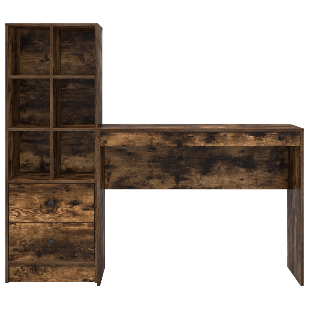 Scrivania con spazio di archiviazione Rovere fumÃ© Legno ingegnerizzato