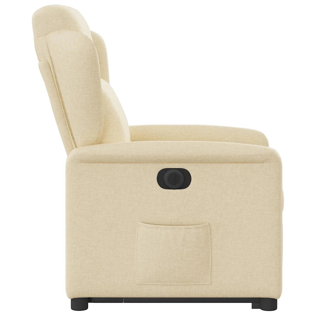 Poltrona Alzapersona Reclinabile Elettrica Crema in Tessuto 3303162