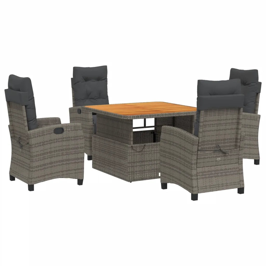 Set da Pranzo da Giardino 5 pz con Cuscini in Polyrattan Grigio 3277402