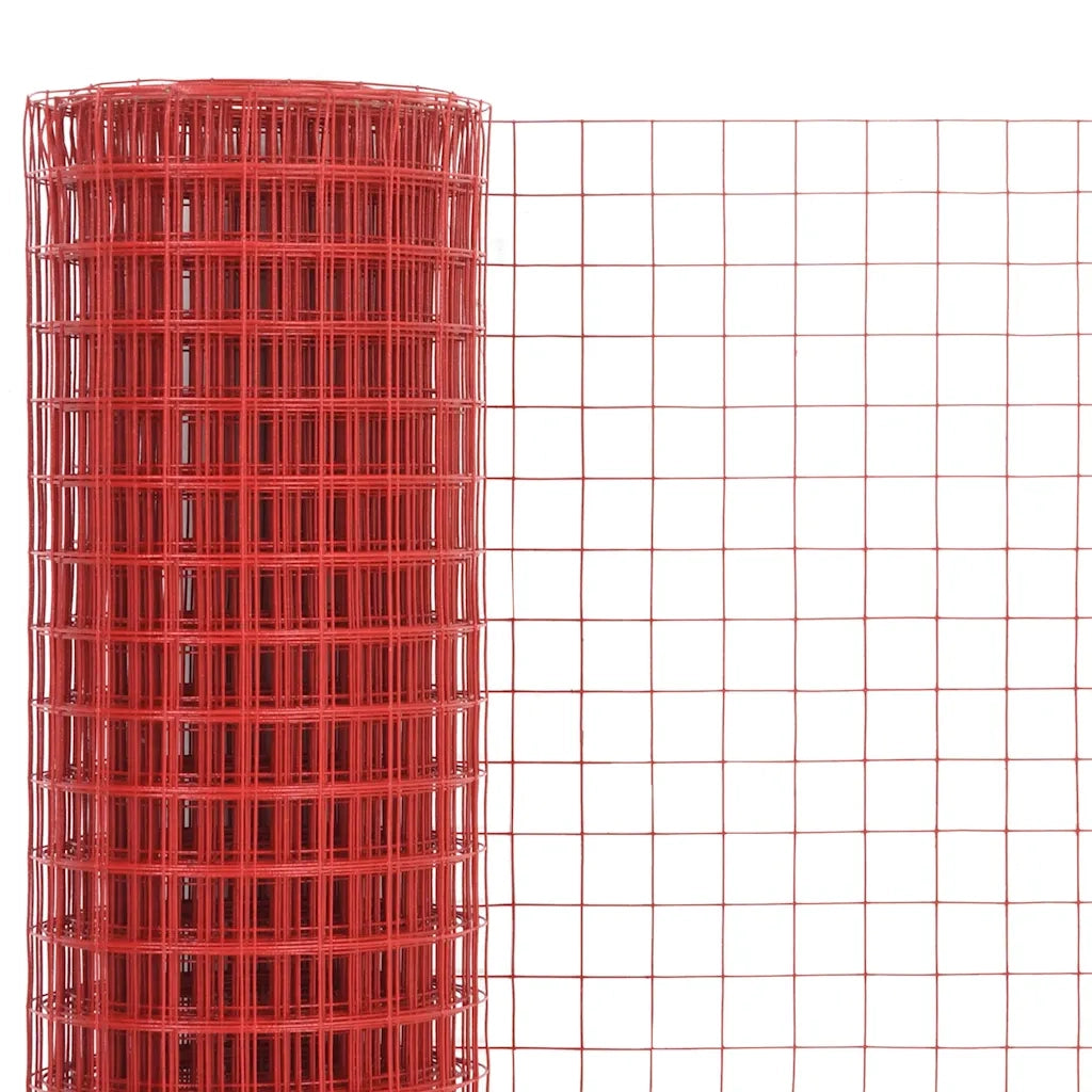 Recinzione in Rete per Pollaio in Acciaio e PVC 10x1 m Rossa 143661