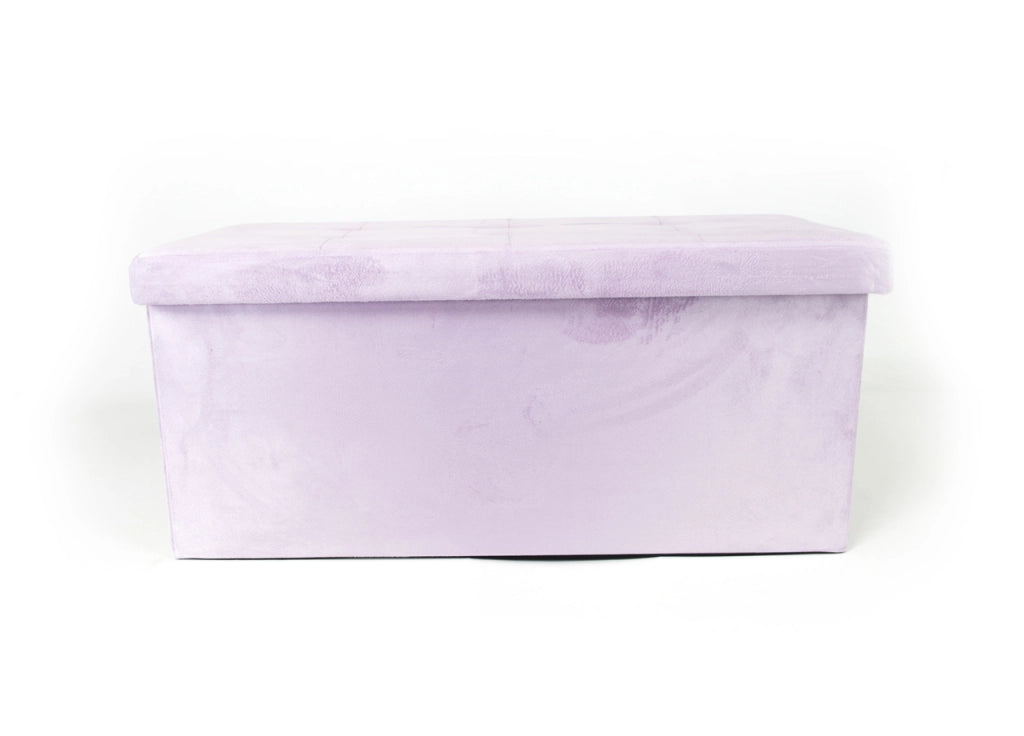 Pouf Contenitore Imbottito Pieghevole Modello Double Velvet Rosa Antico