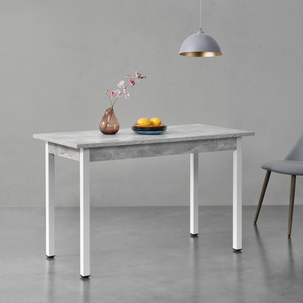 Tavolo da Pranzo Den Haag 120 x 60 cm Effetto Cemento / Bianco [en.casa]