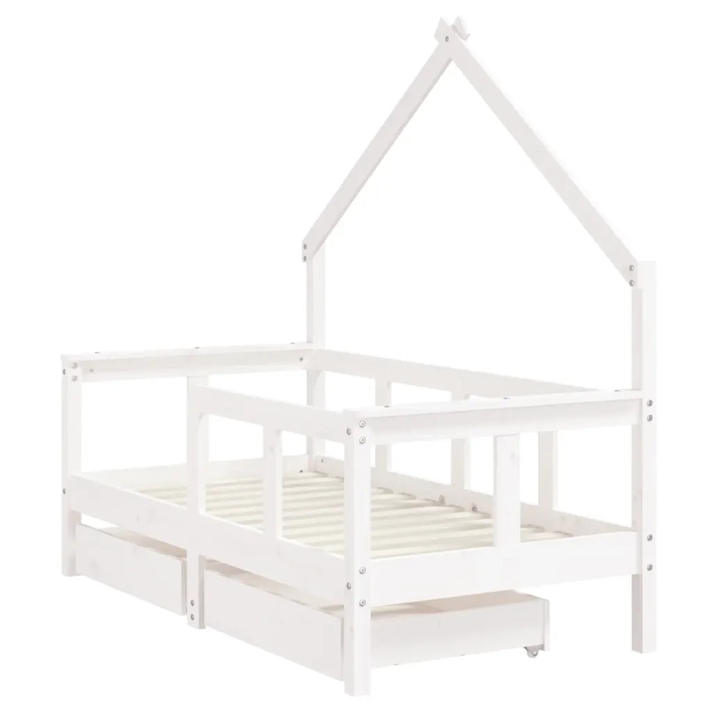 Giroletto Bambini con Cassetti Bianco 70x140cm Massello di Pino 834541