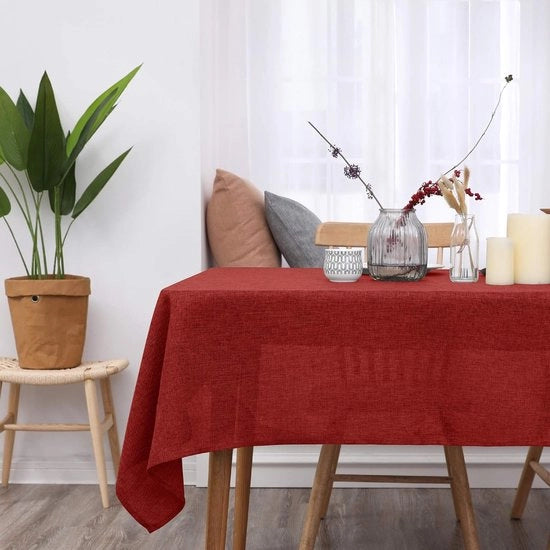 Tavolo da Pranzo in Lino Acquastatico Impermeabile Telaio Quadrato Fazzoletto da Tavolo con Effetto Foglia per Tavolo da Pranzo per Feste Dimensioni 130x280cm