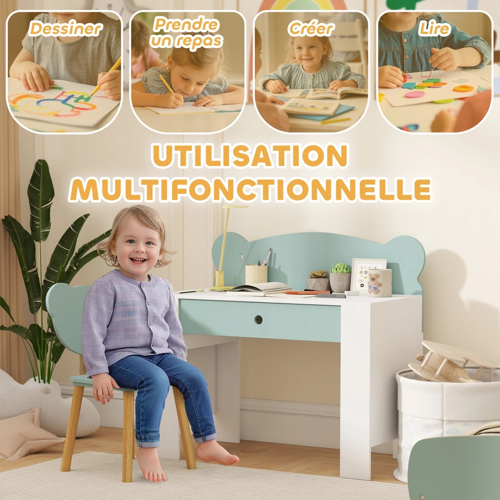Scrivania Bambini con Sedia ¨C zephmum ¨C Verde 80x41x74.5 cm