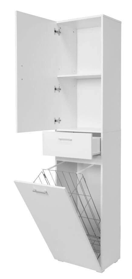 Armadio 1 Anta con Cassetto e Cestello 45x32x195 cm in MDF Bianco
