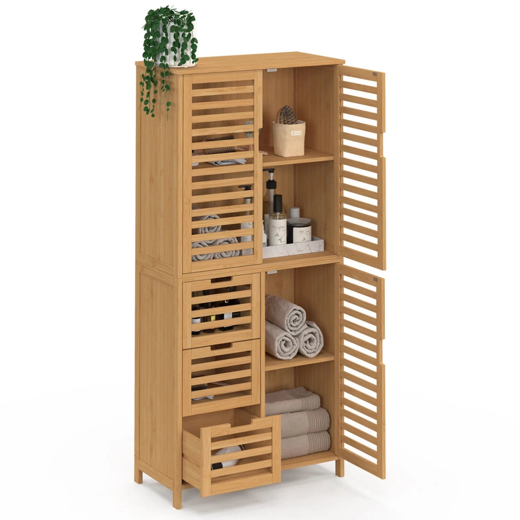 IDMarket - Mobiletto da bagno BEA in bambù con 3 ante e 3 cassetti