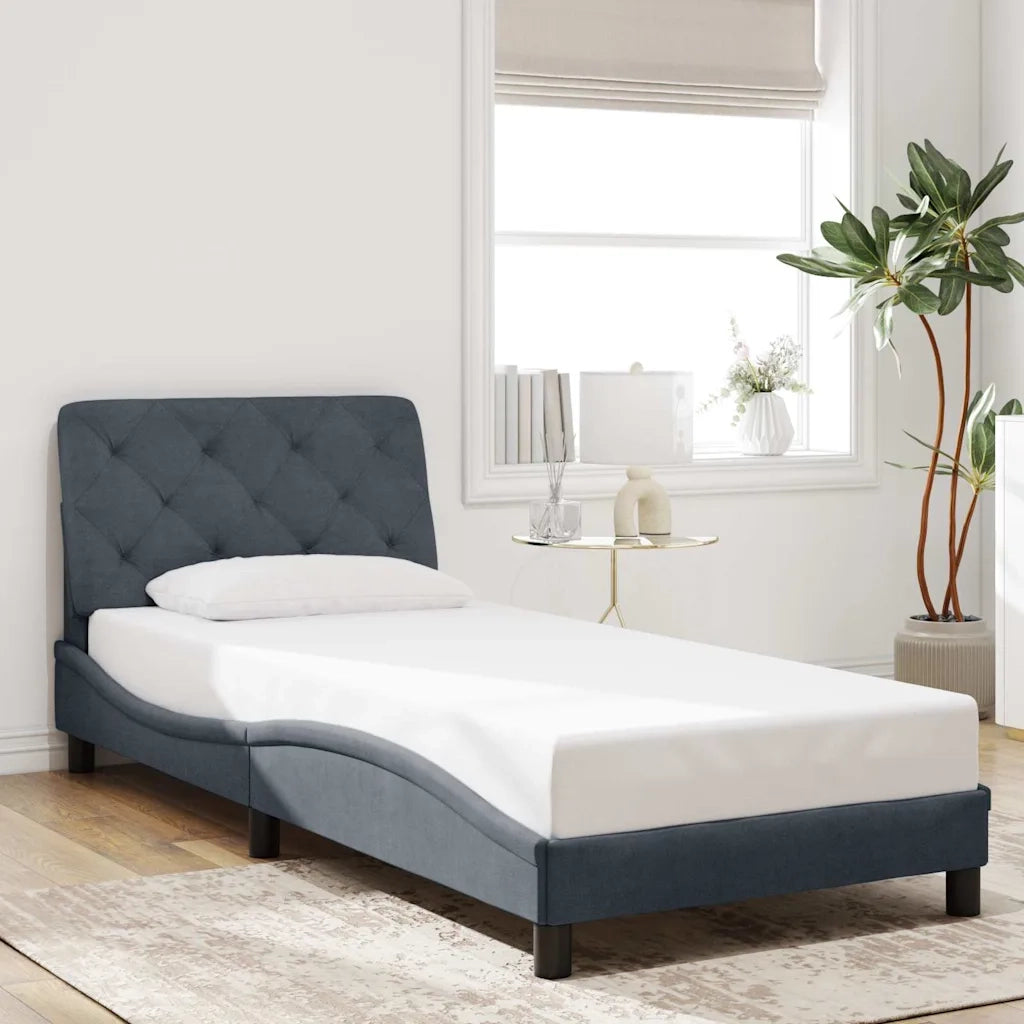 Giroletto senza Materasso Grigio Scuro 90x190 cm Velluto