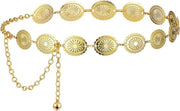 Cintura in oro con conchiglie per donne - Cintura western per donne con catena metallica - Cintura per donne con conchiglie in oro - Cintura per donne con catena metallica per abiti da sera, jeans e magliette