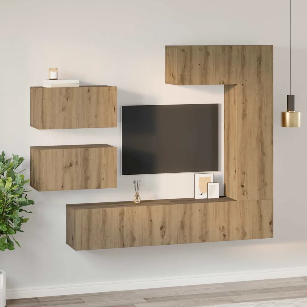 vidaXL Set mobile TV 6 pcs rovere artigianale 30.5 x 30 x 90 cm