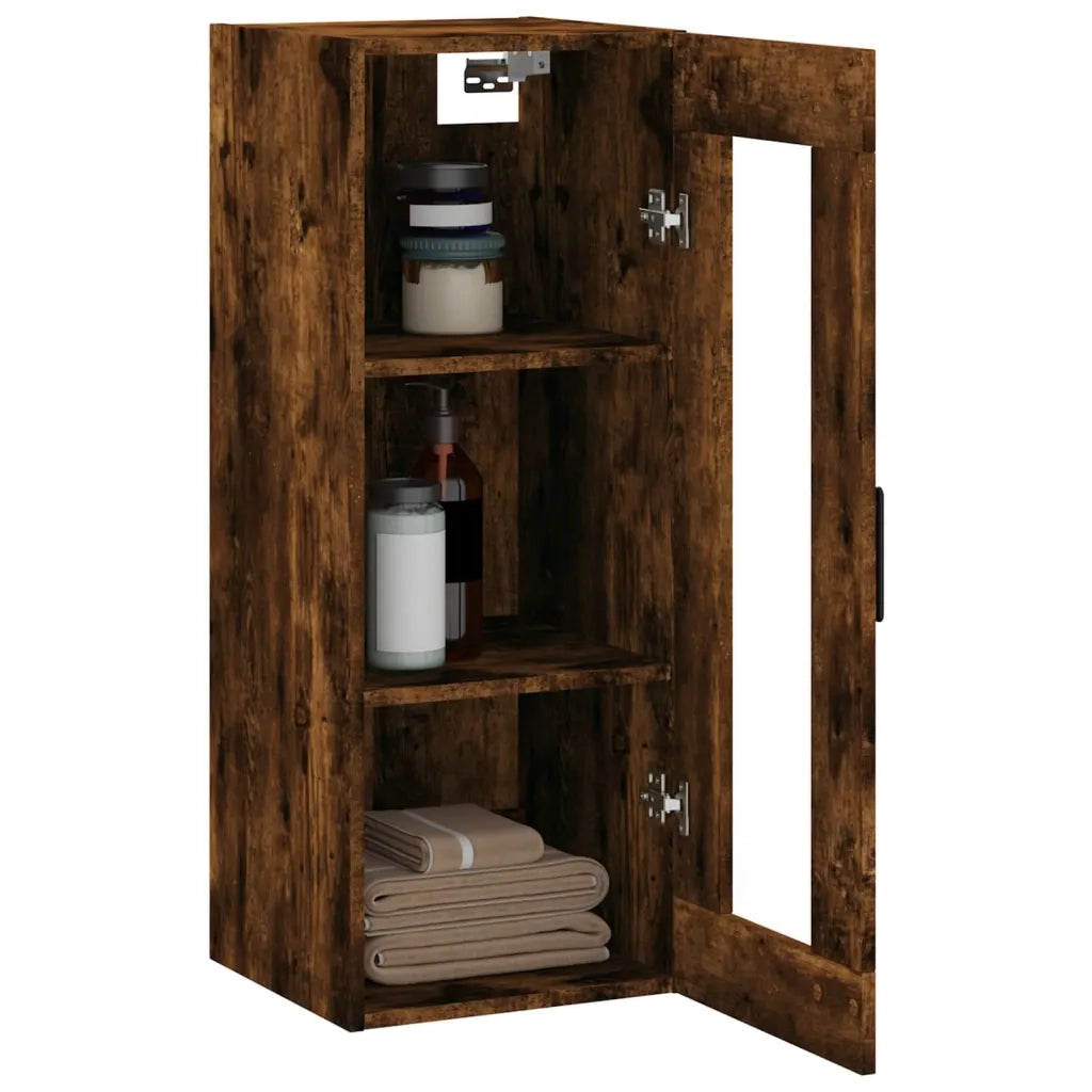 Armadietto a Muro | Mobile a Parete Rovere Fumo 34,5x34x90 cm