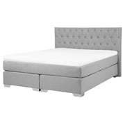 Letto Grigio 160 x 200 cm Tessuto Imbottito Struttura Con Materasso E Bottoni Poggiatesta Trapuntati