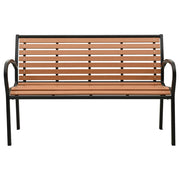 Panchina da Giardino | Panca da Giardino Nera e Marrone 116 cm Acciaio e WPC