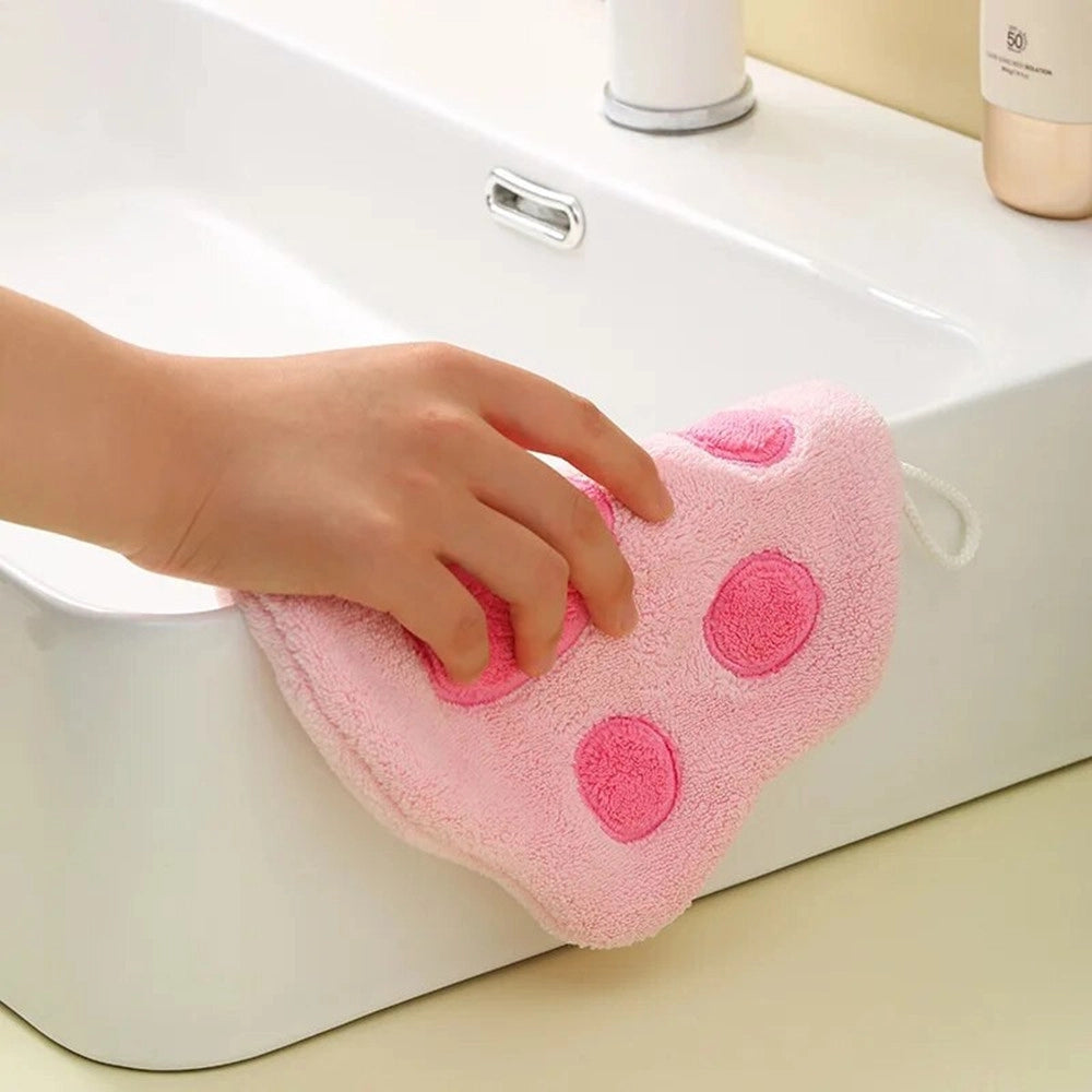 Trade Shop - Asciugamano Morbido Con Impronta Gatto Da Appendere Bagno Bambini Pulizia Casa 10777 -