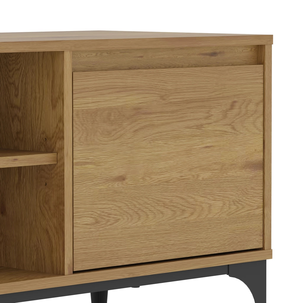 Mobile Porta TV Kistiandi a Vani Aperti e Chiusi con Ante 140 x 40 x 50 cm - Effetto Rovere Scuro [en.casa]