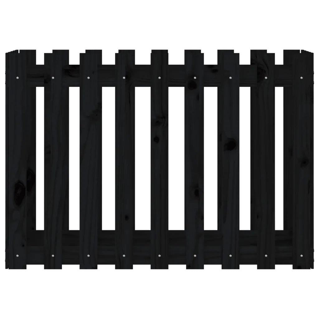 Fioriera Giardino a Recinzione Nera 100x50x70cm Massello Pino 832484