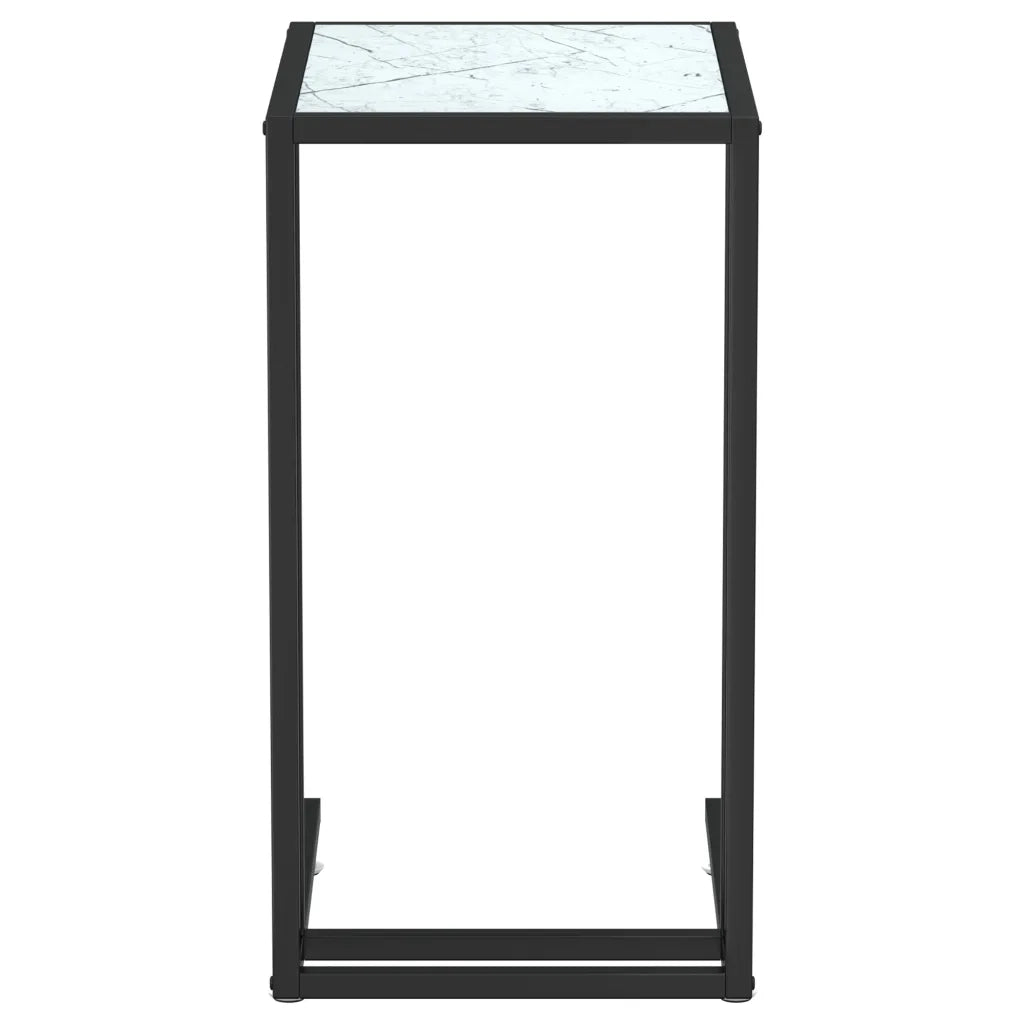 Tavolino per Computer Marmo Bianco 50x35x65 cm Vetro Temperato cod mxl 19467