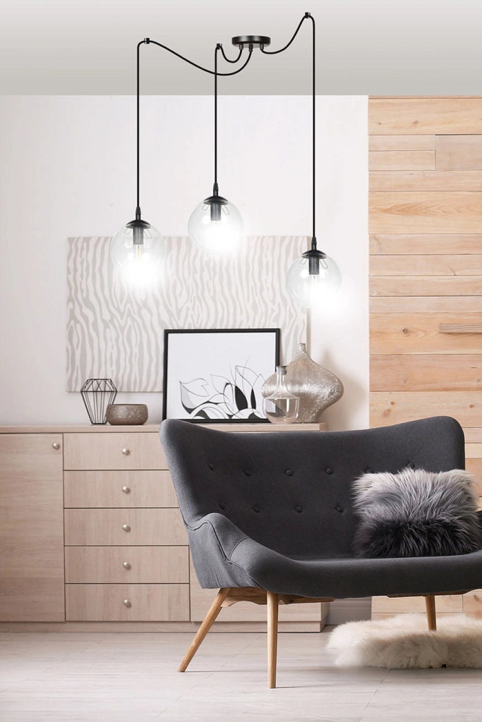 Lampadario Emibig GIGI 3 nero trasparente 3xE14 vetro