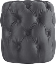 Pouf Drancy in velluto trapuntato grigio scuro,M