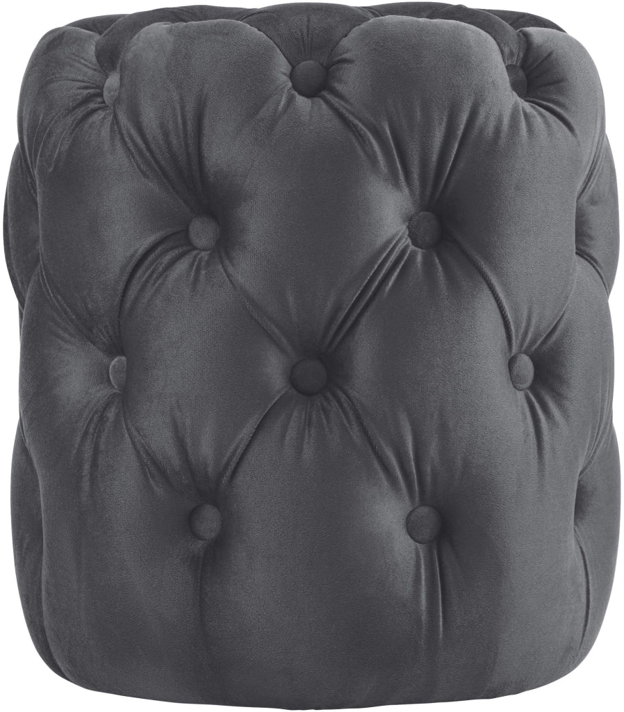 Pouf Drancy in velluto trapuntato grigio scuro,M