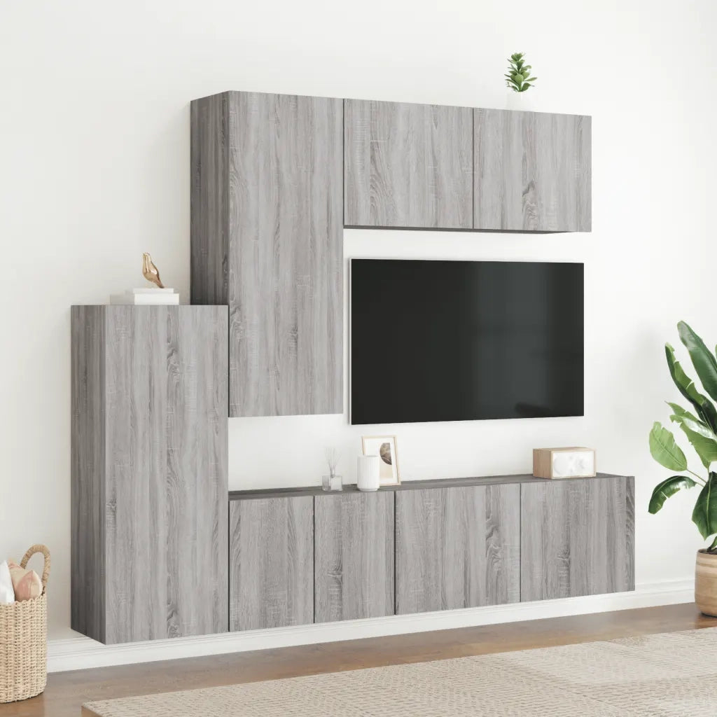Mobili TV a Muro 5pz Grigio Sonoma in Legno Multistrato 3216494