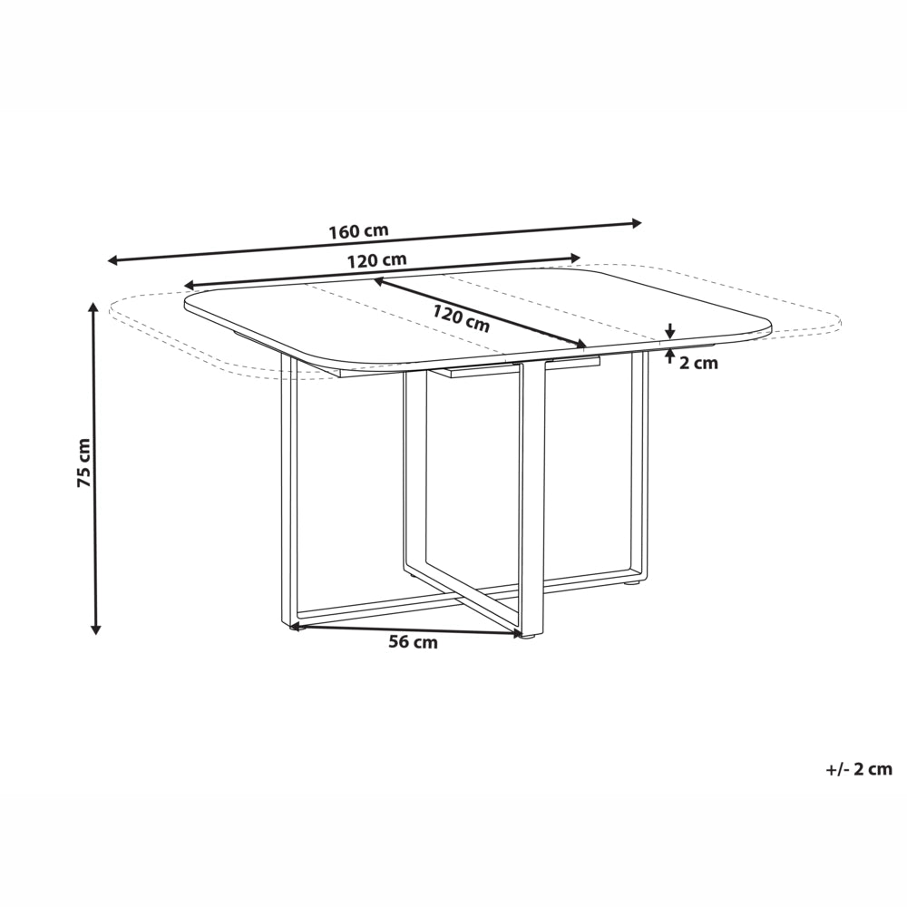 Tavolo da pranzo marrone nero MDF ferro 120/160 x 120 cm moderno quadrato allungabile gambe incrociate a X meccanismo a farfalla