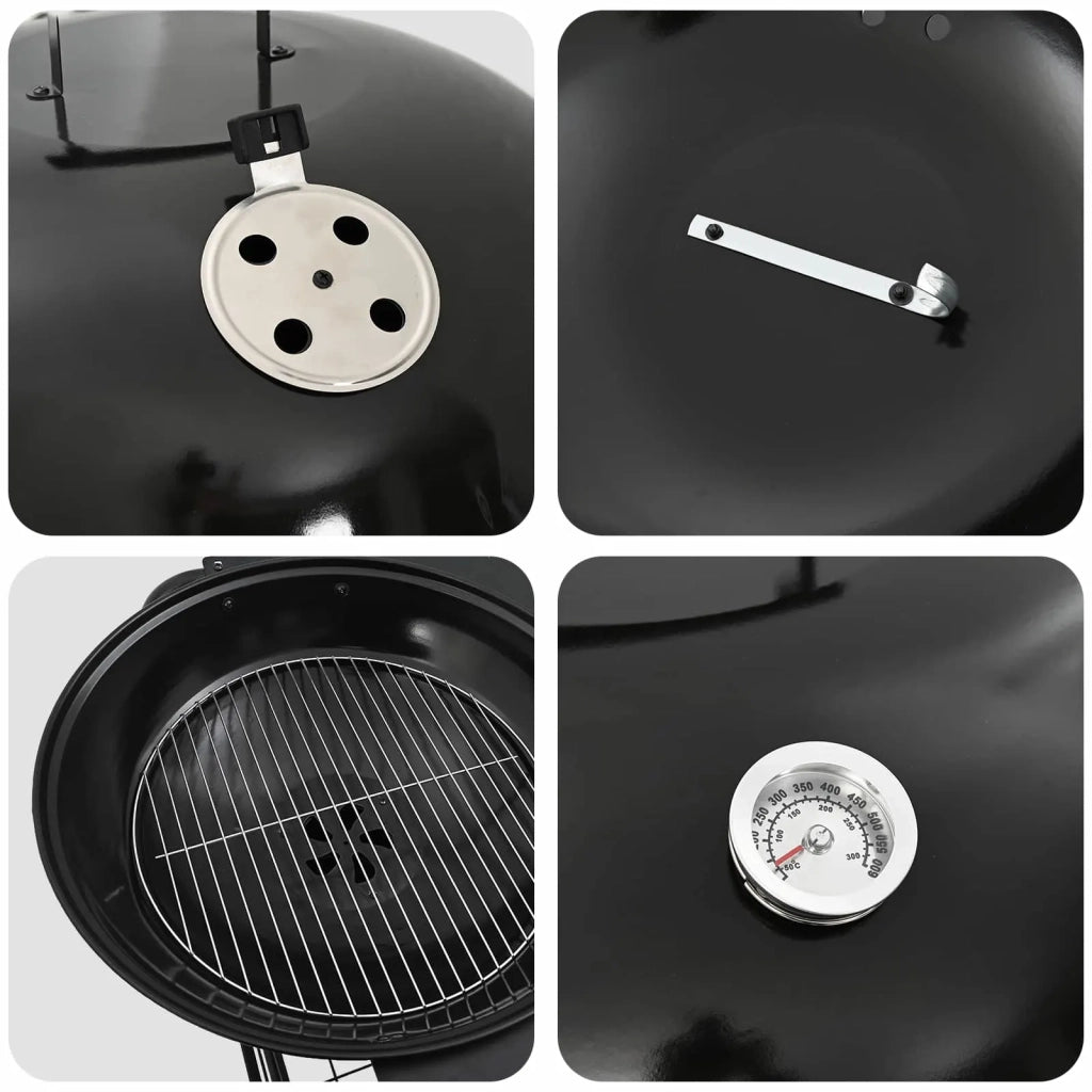 Griglia da Esterno con ruota Nero 91 x 71 x 107 cm Metallo 42003856