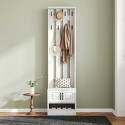 Mobile ingresso con scarpiera e guardaroba; 50 × 36 × 190 cm; pannello truciolare bianco