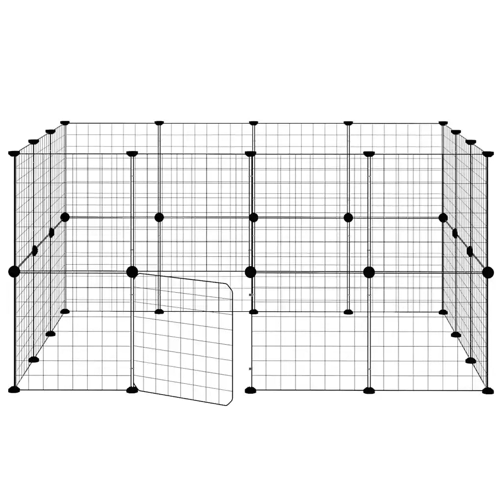 Gabbia per Animali 28 Pannelli con Porta Nero 35x35 cm Acciaio 3114038