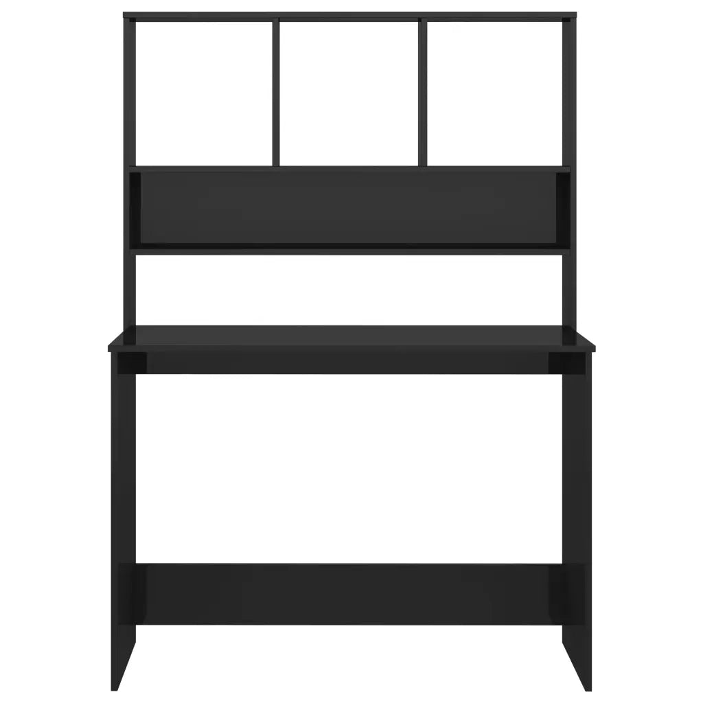 Scrivania con Mensole Nero Lucido 110x45x157 cm in Truciolato cod mxl 58050