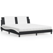Letto con Materasso Zadar Nero e Bianco 180x200 cm in Similpelle