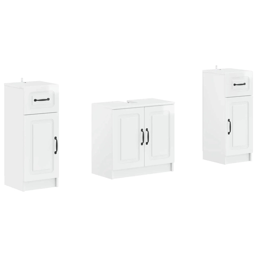 Set di Armadi da Bagno da 2 Pezzi UTRECHT Bianco Lucido 3418057
