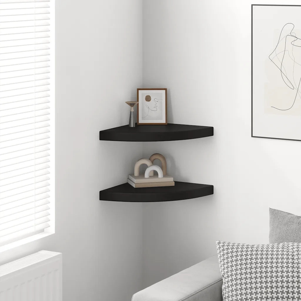 Scaffali Angolari a Parete 2 pz Neri 35x35x3,8 cm MDF